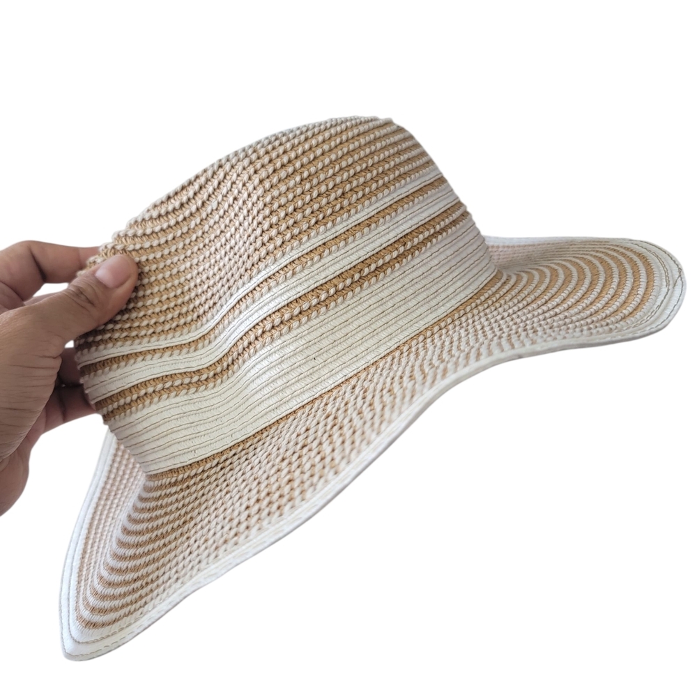 Mossimo Supply Co. Tan & White Women's Straw Wide Brim Hat